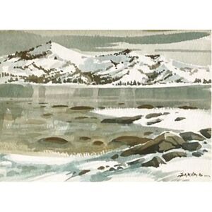 Endre Peter Darvas 10x11 Original Signed Watercolor Art Framed Matted Landscape